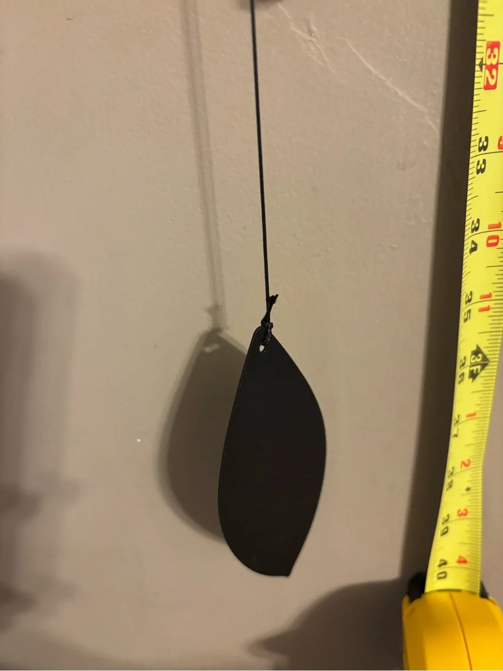 New Outdoor Metal Hummingbird Wind Chime - Black w/ Blue Glass Ball, 40” long